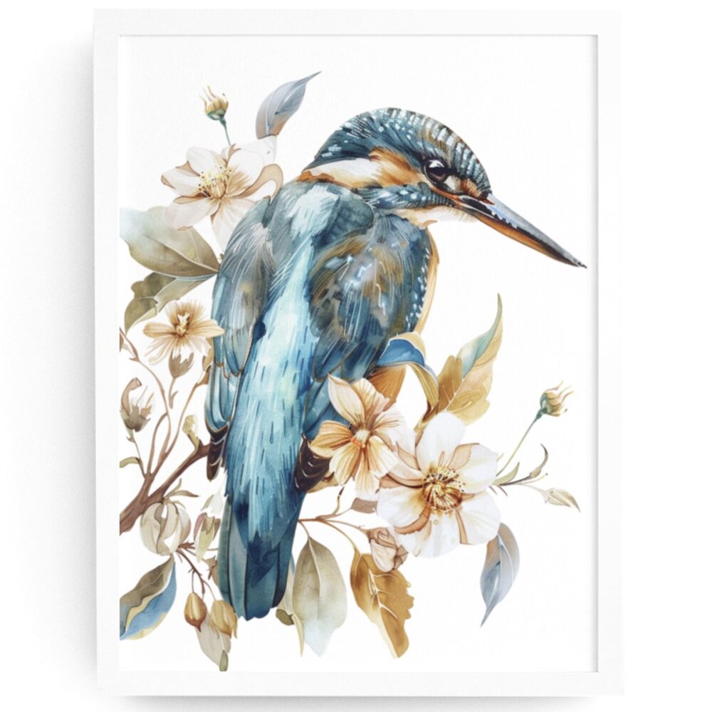 Kingfisher Bird Wall Art Watercolor Illustration Print Poster Card Unframed